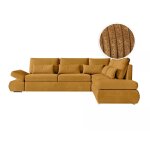 Canap d'angle rversible convertible en velours ctel - jaune