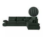 Canapé d'angle réversible convertible en velours côtelé - vert foncé Canapé d'angle réversible convertible en velours côtelé - vert foncé