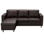 Canapé d'angle simili cuir 4 places marron chocolat Canapé d'angle simili cuir 4 places marron chocolat