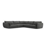 Canap d'angle symtrique 7 places en tissu chenille gris fonc