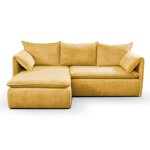 Canap d'angle velours 4 places jaune moutarde
