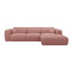 Canap d'angle velours 5 places rose