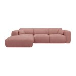 Canap d'angle velours 5 places rose