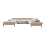 Canap d'angle velours 7 places beige