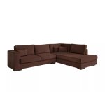 Canap� d'angle xxl 6 places en velours c�tel� - angle droit - marron