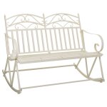 Canap  bascule en fer forg blanc 116x45x91h cm