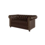 Canapé chesterfield 2 places en cuir végan, marron Canapé chesterfield 2 places en cuir végan, marron