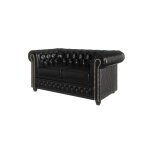 Canapé chesterfield 2 places avec fonction lit en cuir végan, noir Canapé chesterfield 2 places avec fonction lit en cuir végan, noir