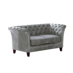 Canapé chesterfield 2 places en velours, gris Canapé chesterfield 2 places en velours, gris