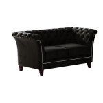 Canapé chesterfield 2 places en velours, noir Canapé chesterfield 2 places en velours, noir