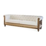 Canapé chesterfield 3 places en lin blanc Canapé chesterfield 3 places en lin blanc