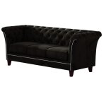 Canapé chesterfield 3 places en velours, noir Canapé chesterfield 3 places en velours, noir