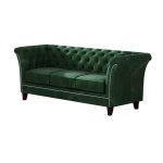 Canapé chesterfield 3 places en velours, vert bouteille Canapé chesterfield 3 places en velours, vert bouteille