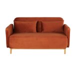 Canapé clic - clac 2 / 3 places en velours orange écureuil Canapé clic - clac 2 / 3 places en velours orange écureuil