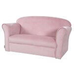 Canapé club enfant avec accoudoirs confortables en velours rose Canapé club enfant avec accoudoirs confortables en velours rose