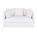 Canap� convertible 2 / 3 places en lin sup�rieur blanc, matelas 10 cm