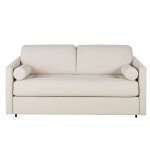 Canapé convertible 2 / 3 places en textile tramé beige, matelas 18 cm Canapé convertible 2 / 3 places en textile tramé beige, matelas 18 cm