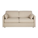 Canapé convertible 2 / 3 places en textile tramé beige, matelas 18 cm Canapé convertible 2 / 3 places en textile tramé beige, matelas 18 cm