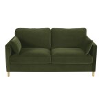 Canap� convertible 2 / 3 places en velours vert, matelas 14 cm