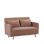 Canapé convertible 2 places en tissu chenille l120cm - rose blush Canapé convertible 2 places en tissu chenille l120cm - rose blush