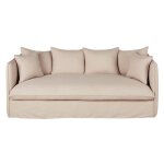 Canapé convertible 3 / 4 places en tissu beige effet lin, matelas 10 cm Canapé convertible 3 / 4 places en tissu beige effet lin, matelas 10 cm