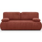 Canap� convertible 3 places avec coffre en velours c�tel� rouille