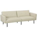 Canapé convertible 3 places inclinable rangements tissu touffeté beige Canapé convertible 3 places inclinable rangements tissu touffeté beige