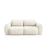 Canap� convertible 3 places en velours c�tel� grosse maille beige