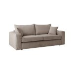 Canap convertible 3 places en velours ctel taupe