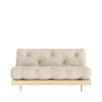 Canap� convertible en bois et tissu 2 places - beige