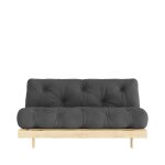 Canap� convertible en bois et tissu 2 places - gris fonc�