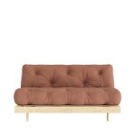 Canap� convertible en bois et tissu 2 places - marron argile