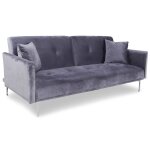 Canapé convertible clic - clac 3 places velours gris Canapé convertible clic - clac 3 places velours gris