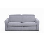 Canap� convertible couchage 140x190cm en tissu gris clair