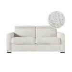 Canapé convertible couchage 160x190cm en tissu bouclette blanc Canapé convertible couchage 160x190cm en tissu bouclette blanc