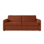 Canapé convertible express 3 places en velours côtelé terracotta 160cm Canapé convertible express 3 places en velours côtelé terracotta 160cm