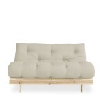Canapé convertible en pin massif avec futon beige 140x200 Canapé convertible en pin massif avec futon beige 140x200