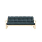 Canap convertible en pin massif avec futon bleu 2 places