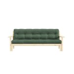 Canap convertible en pin massif avec futon kaki 2 places