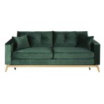 Canapé convertible style scandinave 3 / 4 places en velours vert Canapé convertible style scandinave 3 / 4 places en velours vert
