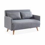 Canapé convertible en tissu gris clair Canapé convertible en tissu gris clair