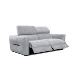 Canapé droit 3 places avec 2 relax électriques tissu gris clair Canapé droit 3 places avec 2 relax électriques tissu gris clair