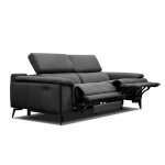 Canapé droit 3 places avec 2 relax électriques tissu noir Canapé droit 3 places avec 2 relax électriques tissu noir