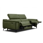 Canapé droit 3 places avec 2 relax électriques tissu vert Canapé droit 3 places avec 2 relax électriques tissu vert