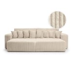 Canap droit 4 places double mridienne velours ctel pais beige