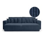 Canap droit 4 places double mridienne velours ctel pais bleu