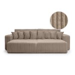 Canap droit 4 places double mridienne velours ctel pais taupe