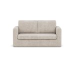 Canapé droit convertible 2 places en velours texturé beige Canapé droit convertible 2 places en velours texturé beige