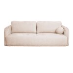 Canapé droit convertible 3 places en tissu beige Canapé droit convertible 3 places en tissu beige