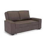 Canap droit convertible 3 places en tissu marron